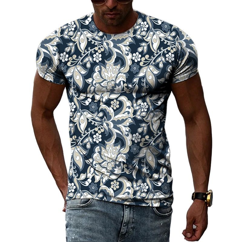 Y2K Ethnic Fashion - Maglietta da uomo oversize con stampa
