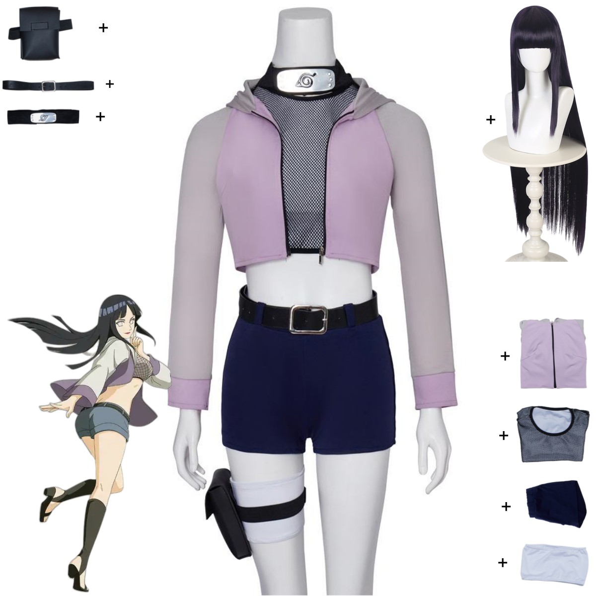 Ethnic Outfit - Anime Hyuga Hinata Costume Cosplay Hyuuga