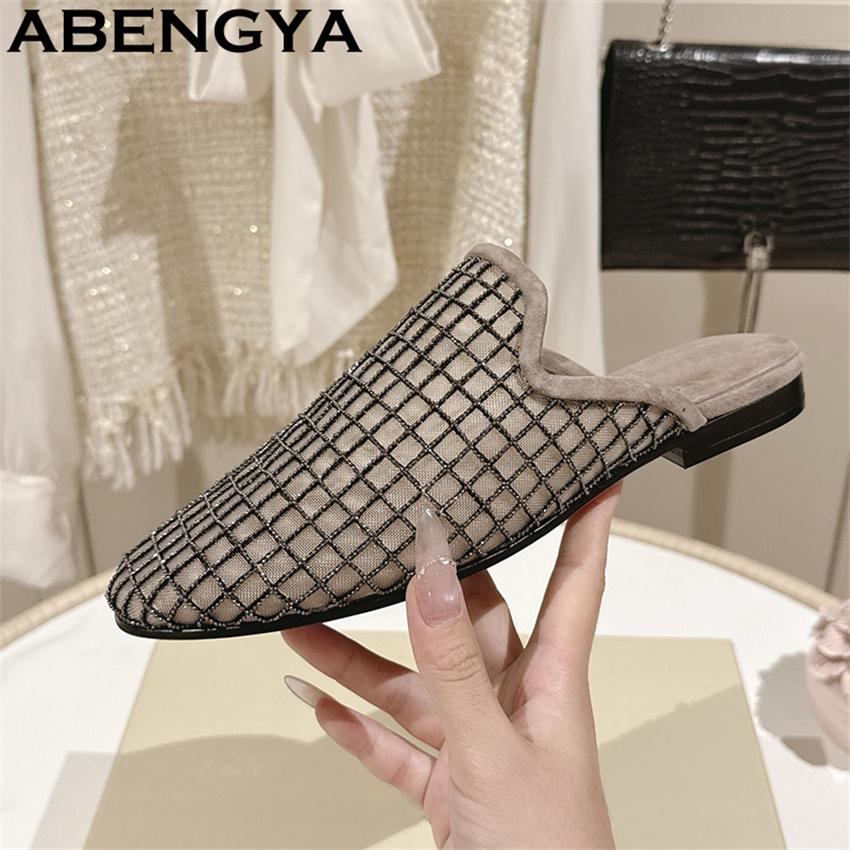Ethnic Fashion Women - Ciabatte piatte con punta tonda in