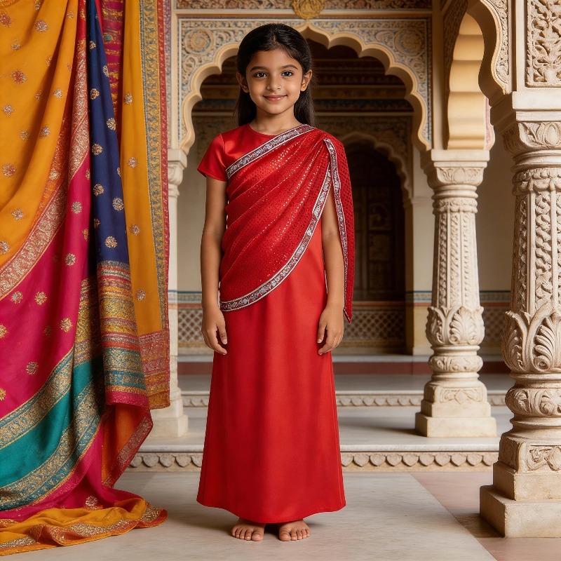 Ethnic Gown - Abito Tradizionale Indiano per Ragazze, Vestito