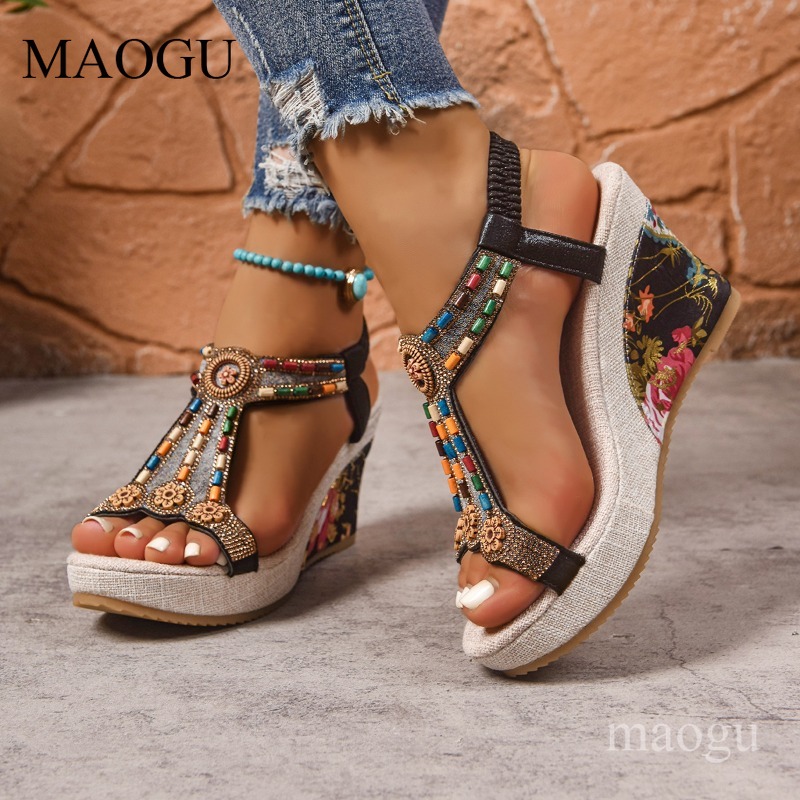 Sandali con Zeppa Floreali Boh - Ethnic Fashion Women recensione e prezzo